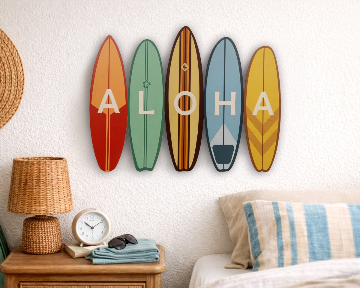 RETRO ALOHA SURFBOARDS WALL DECOR – CocoNene Hawaii