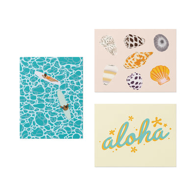 ALOHA SEASHELLS AND SWELLS CARD SET - 6 COUNT