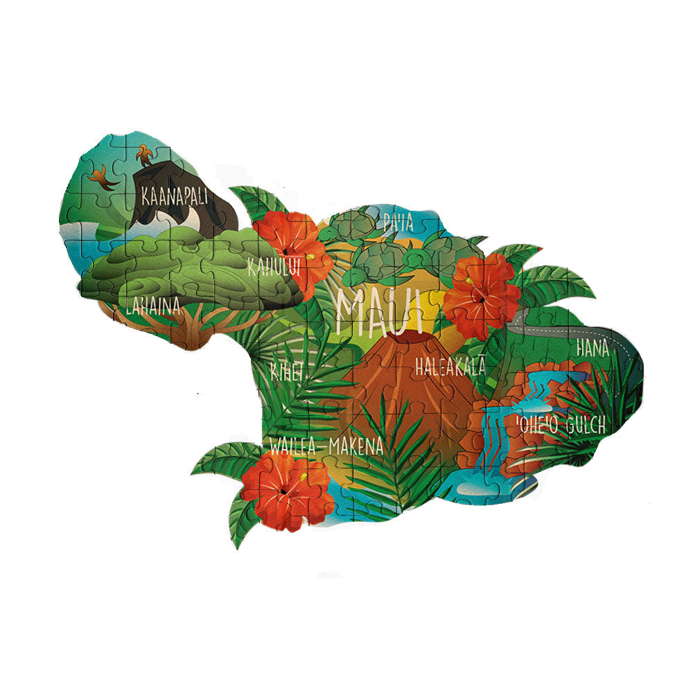Maui Isle Landmark Map Wood Puzzle | CocoNene Hawaii