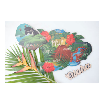 MAUI ISLE LANDMARK MAP CUTOUT WALL ART