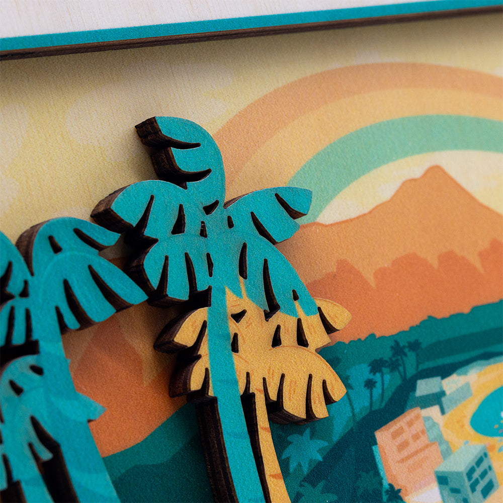 Jack Rainbow Over Waikiki Layered Wall Art | CocoNene Hawaii