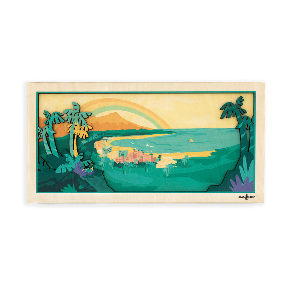 Jack Rainbow Over Waikiki Layered Wall Art | CocoNene Hawaii