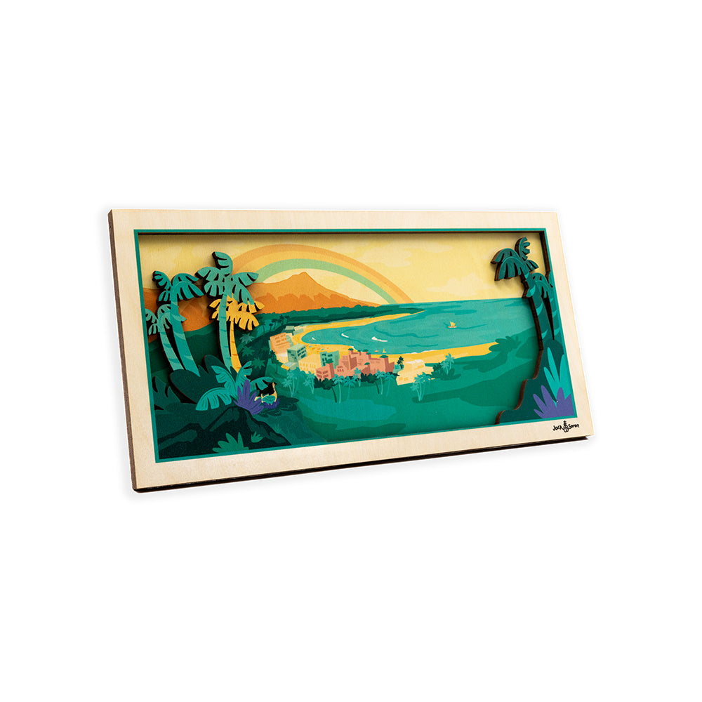 Jack Rainbow Over Waikiki Layered Wall Art | CocoNene Hawaii