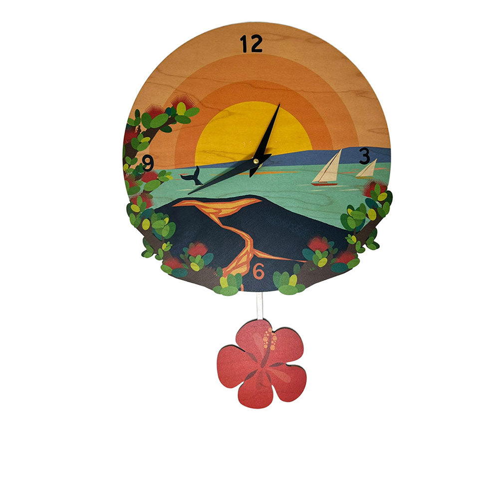 OHIA LAVA HIBISCUS PENDULUM CLOCK