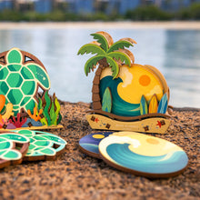 Load image into Gallery viewer, PALM TREE SURF COASTER SET
