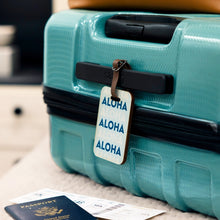 Load image into Gallery viewer, BLUE ALOHA WOOD BAG TAG
