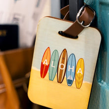 Load image into Gallery viewer, RETRO ALOHA SURFBOARDS WOOD BAG TAG
