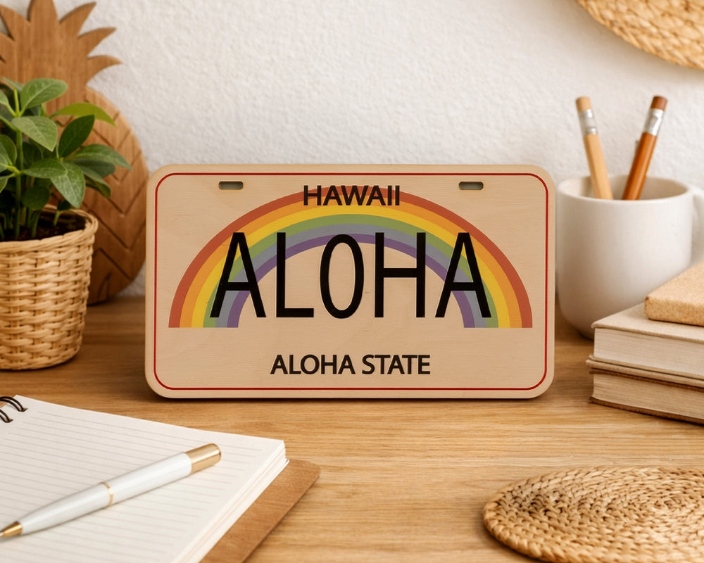 ALOHA ANUENUE LICENSE PLATE WALL DECOR – CocoNene Hawaii