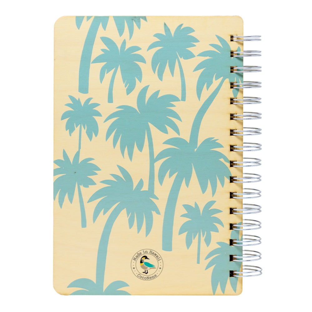 BLUE PALM PATTERN WOOD NOTEBOOK – CocoNene Hawaii