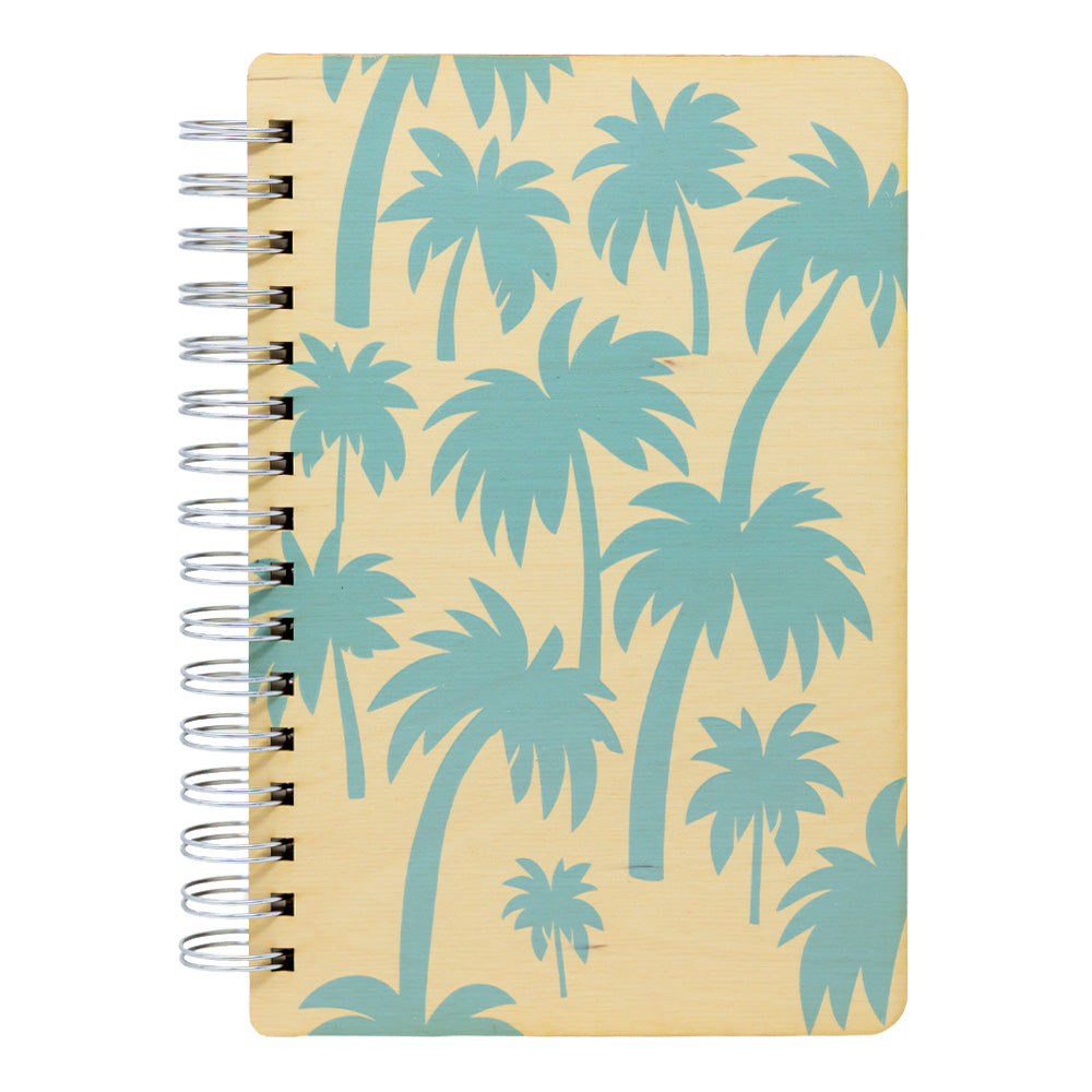 BLUE PALM PATTERN WOOD NOTEBOOK – CocoNene Hawaii