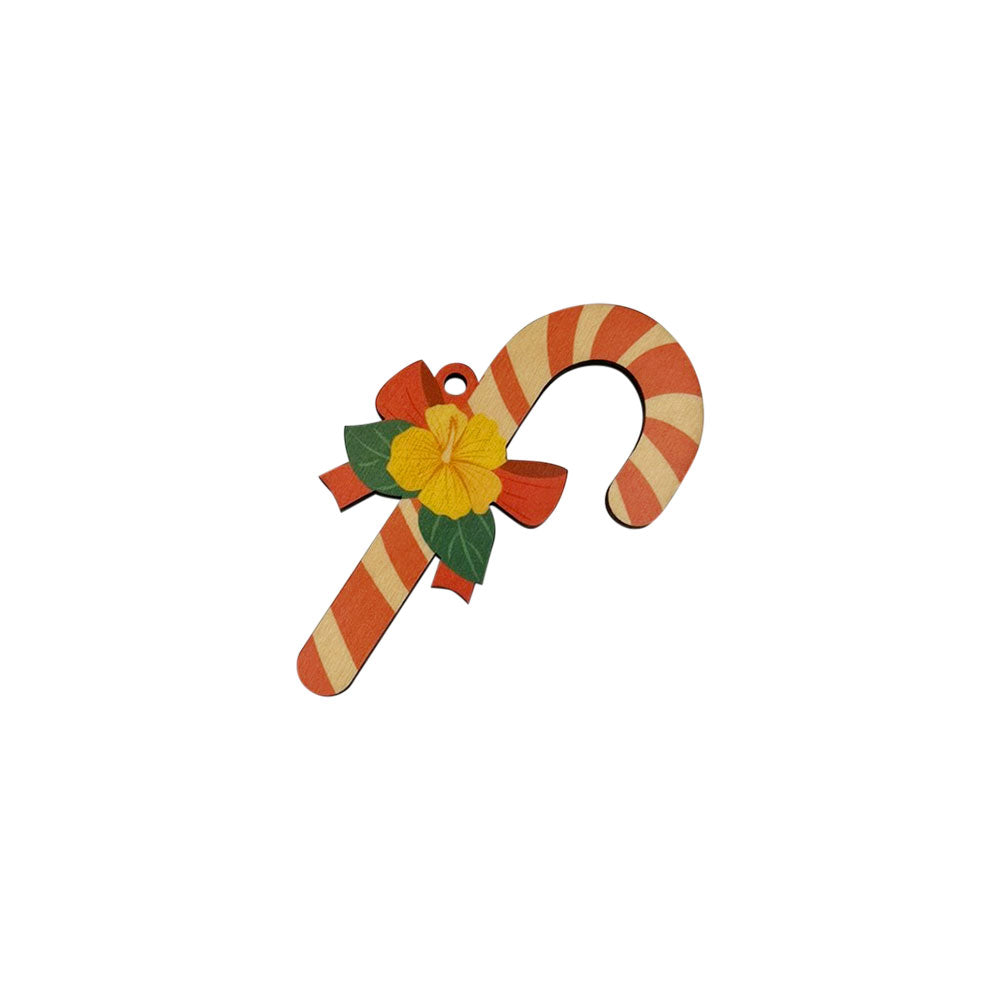 CANDY CANE HIBISCUS ORNAMENT