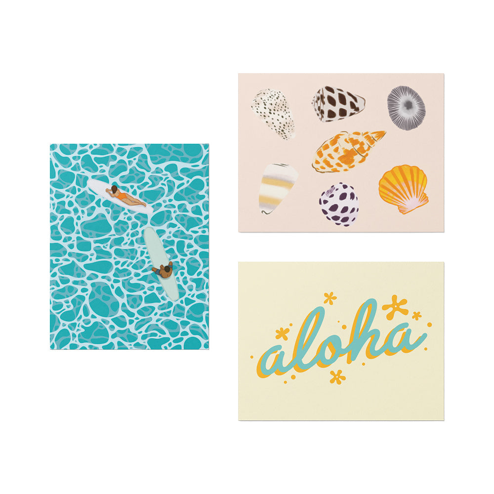 Aloha Seashells and Swells Greeting Card Set - 6 Count | CocoNene Hawaii