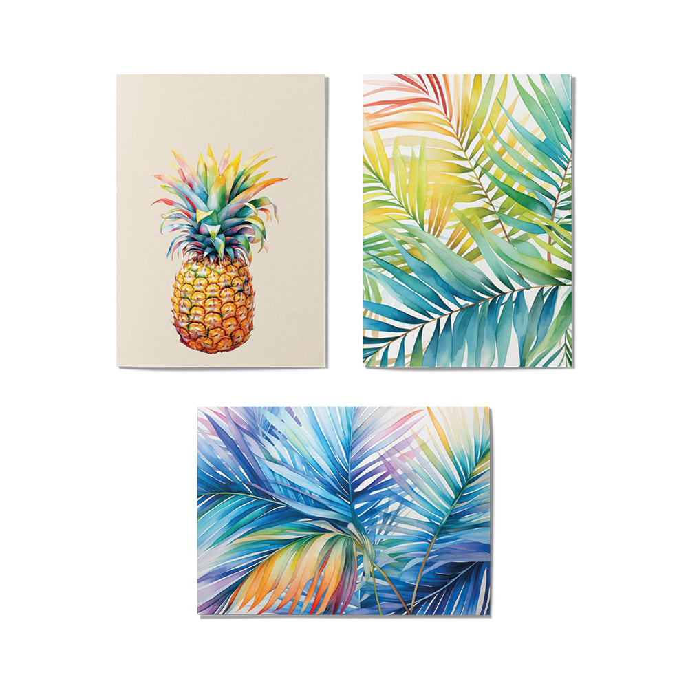 VIBRANT PINEAPPLE LEAVES CARD SET - 6 COUNT