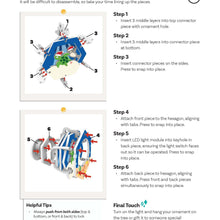 Load image into Gallery viewer, Assembly instructions for a puzzle Christmas ornament on a white background
