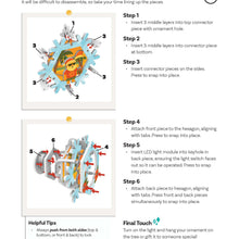 Load image into Gallery viewer, Assembly instructions for a puzzle Christmas ornament with numbered steps on a white background.
