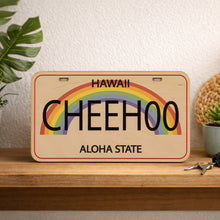 Load image into Gallery viewer, Wooden sign with rainbow and text on a shelf with plants and keys
