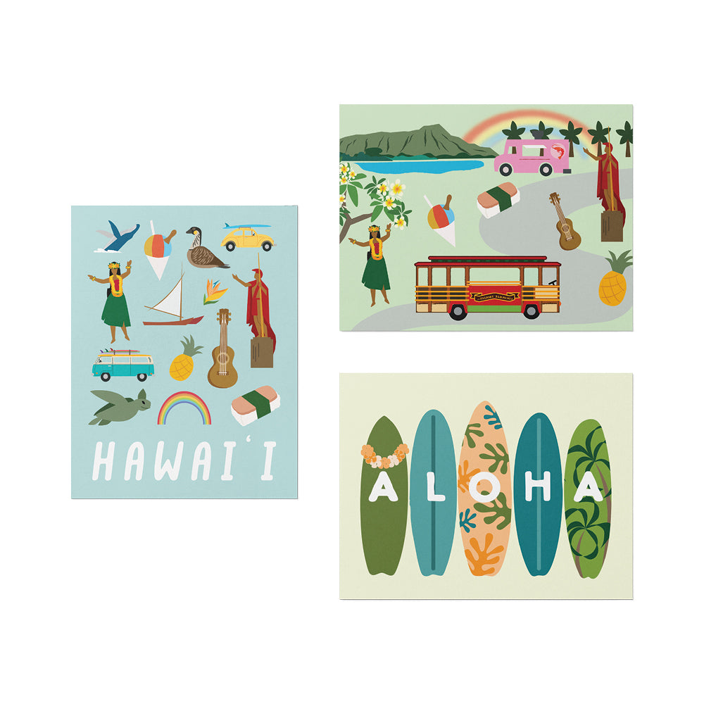 Hawaiian 名盤14枚セット Icons of Hawaii Greeting Card Set - 6 Count | CocoNene Hawaii