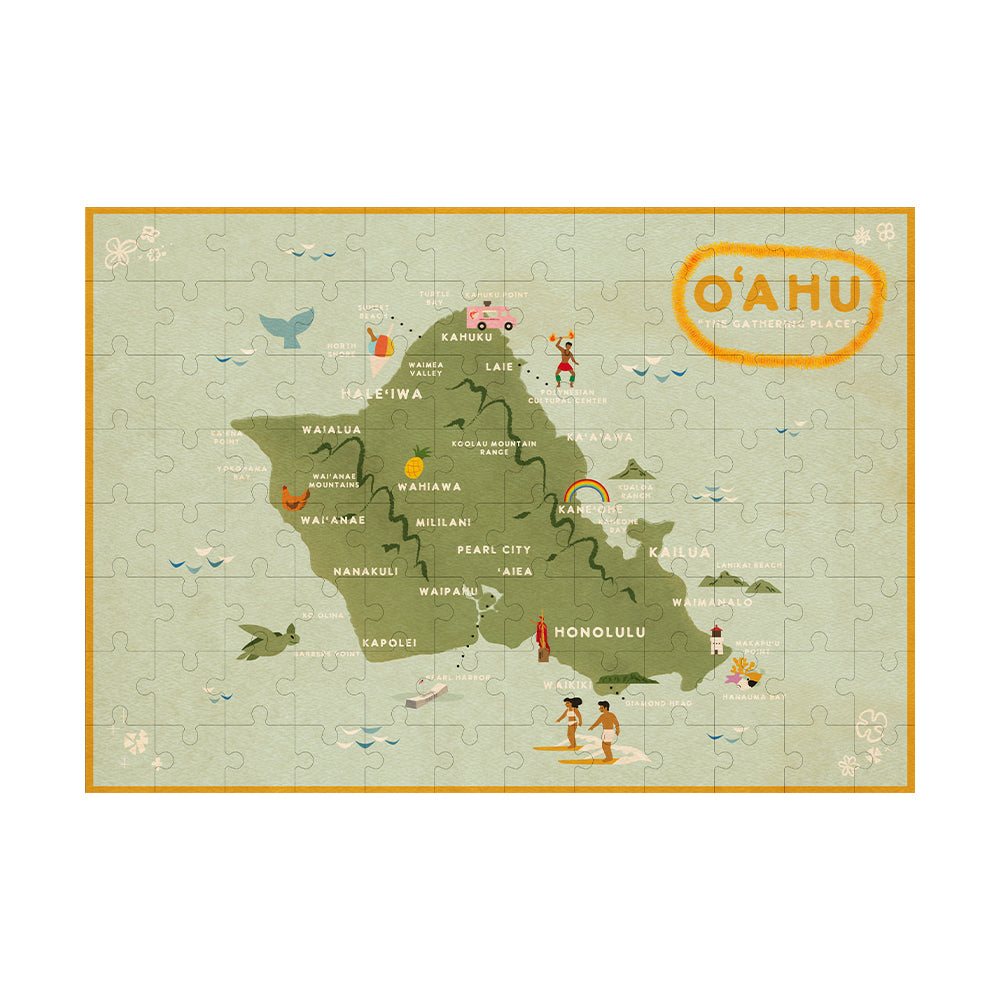Hawaiian 名盤14枚セット Oahu The Gathering Place Map Wood Puzzle | CocoNene Hawaii