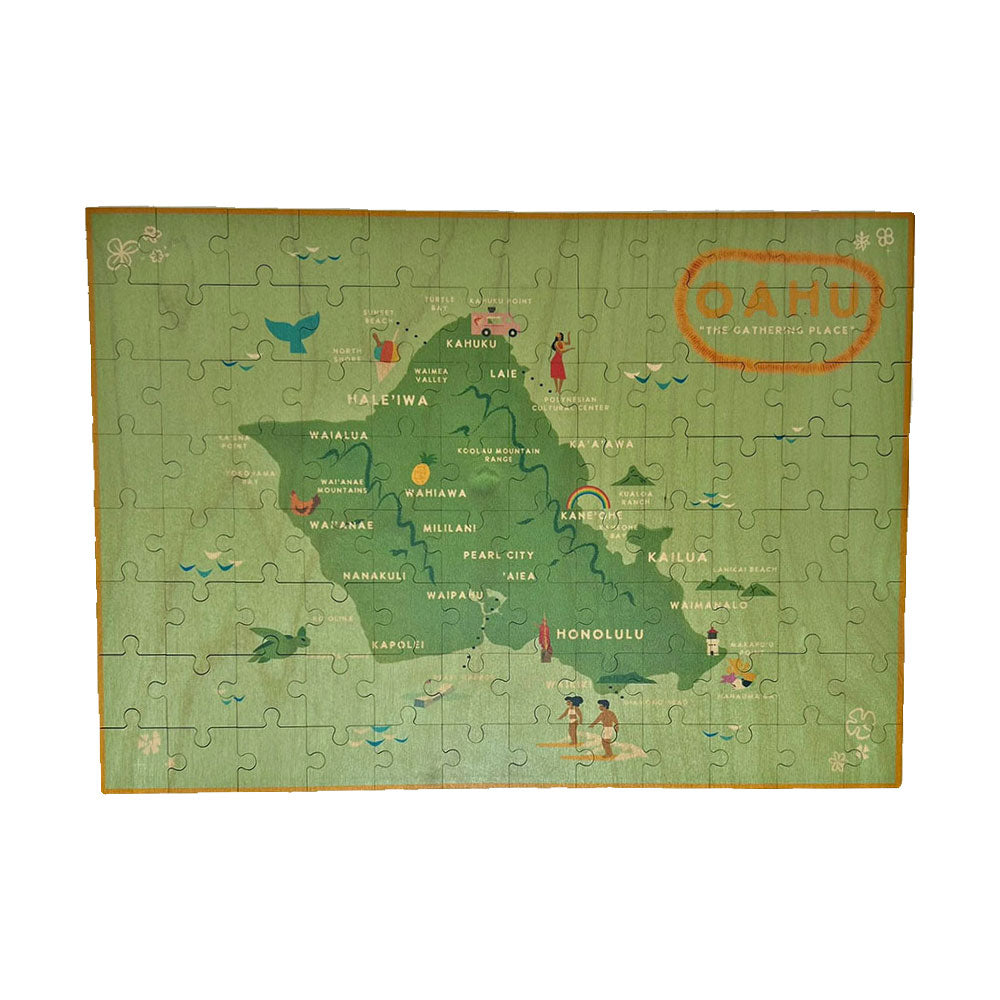 OAHU THE GATHERING PLACE MAP WOOD PUZZLE