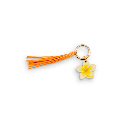 PLUMERIA LEATHER TASSEL BAG CHARM