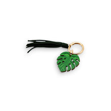 Load image into Gallery viewer, MONSTERA LEATHER TASSEL BAG CHARM
