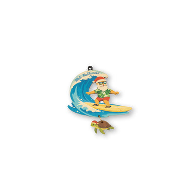 SANTA SURFING HONU CHARM ORNAMENT