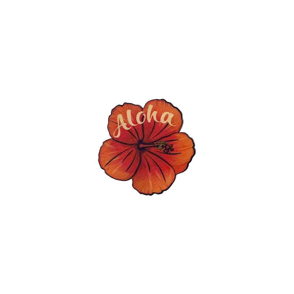 ALOHA RED HIBISCUS MINI OPIHI STICKER