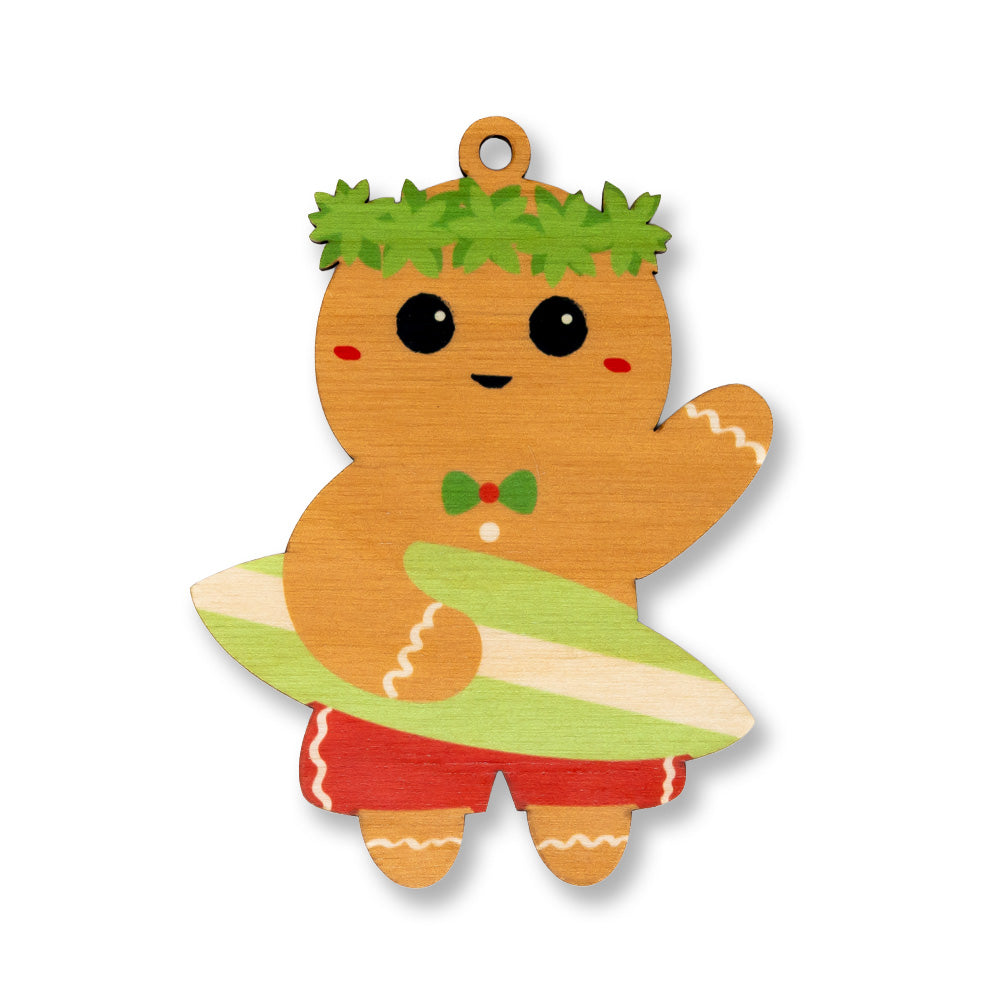 Gingerbread Surfer Boy Ornament | CocoNene Hawaii