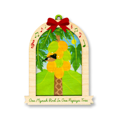 MYNAH BIRD IN PAPAYA TREE ORNAMENT