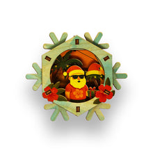Load image into Gallery viewer, Decorative 3D Christmas ornament with tropical Santa on a white background
