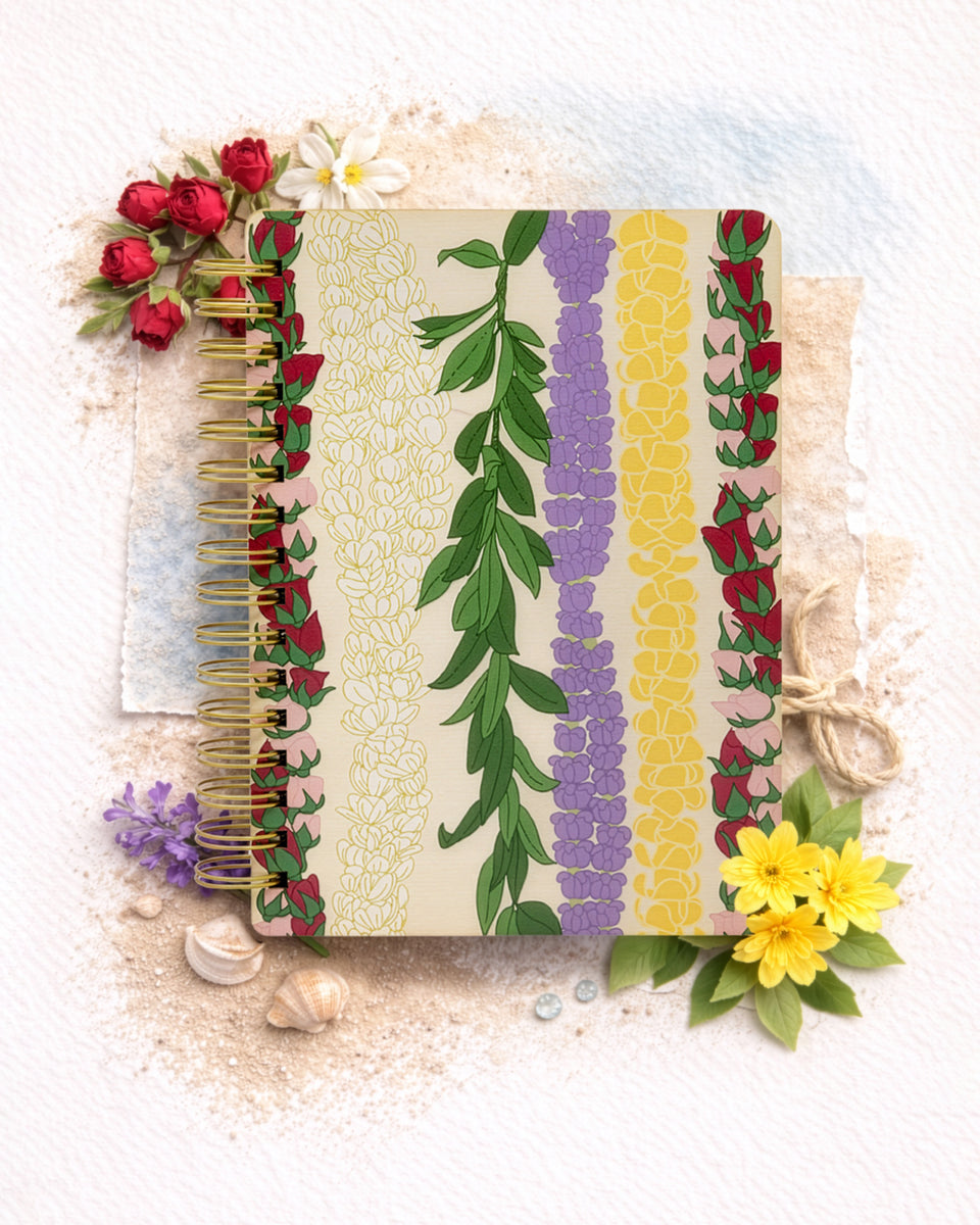 FIVE LEI STRANDS WOOD NOTEBOOK – CocoNene Hawaii