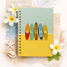 Load image into Gallery viewer, RETRO SURFBOARDS WOOD NOTEBOOK

