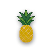 Load image into Gallery viewer, Pineapple-shaped wood wall decor with green top and yellow body on a white background
