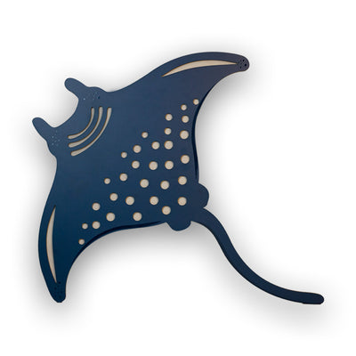 Blue stingray-shaped double layered wall decor on a white background