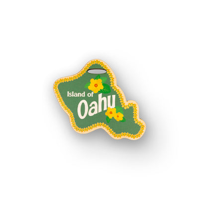 OAHU ISLAND WOOD BAG TAG
