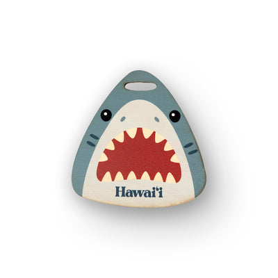 SHARK FACE WOOD BAG TAG