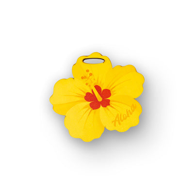 YELLOW HIBISCUS WOOD BAG TAG