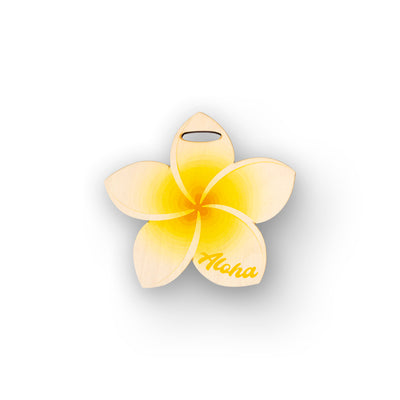 YELLOW PLUMERIA WOOD BAG TAG