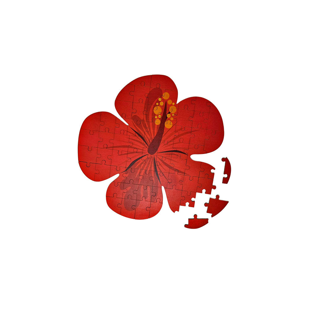 RED HIBISCUS CUTOUT WOOD PUZZLE