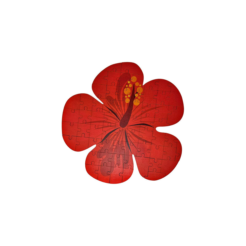 RED HIBISCUS CUTOUT WOOD PUZZLE