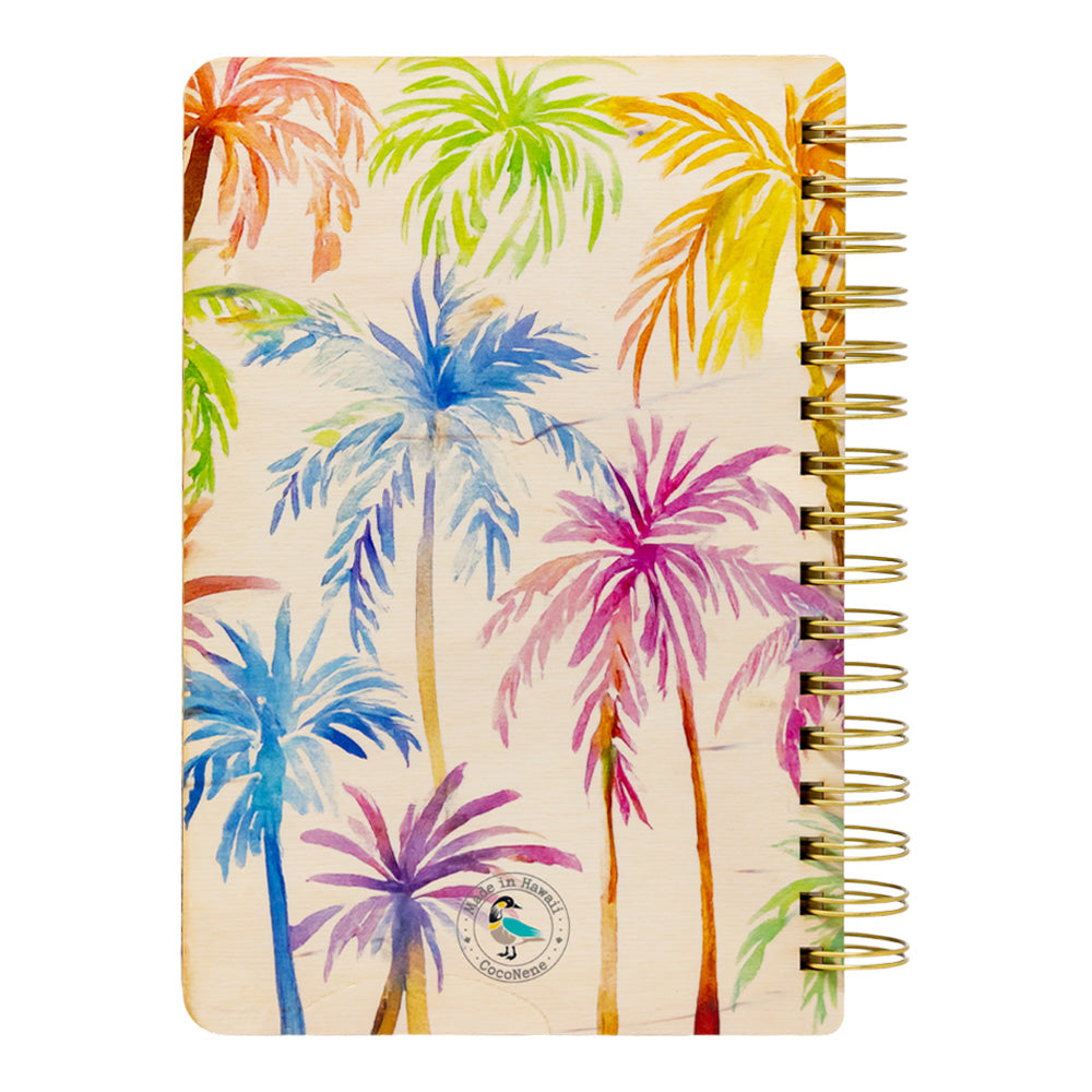 RAINBOW PALM TREE PATTERN WOOD NOTEBOOK – CocoNene Hawaii
