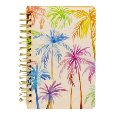 RAINBOW PALM TREE PATTERN WOOD NOTEBOOK