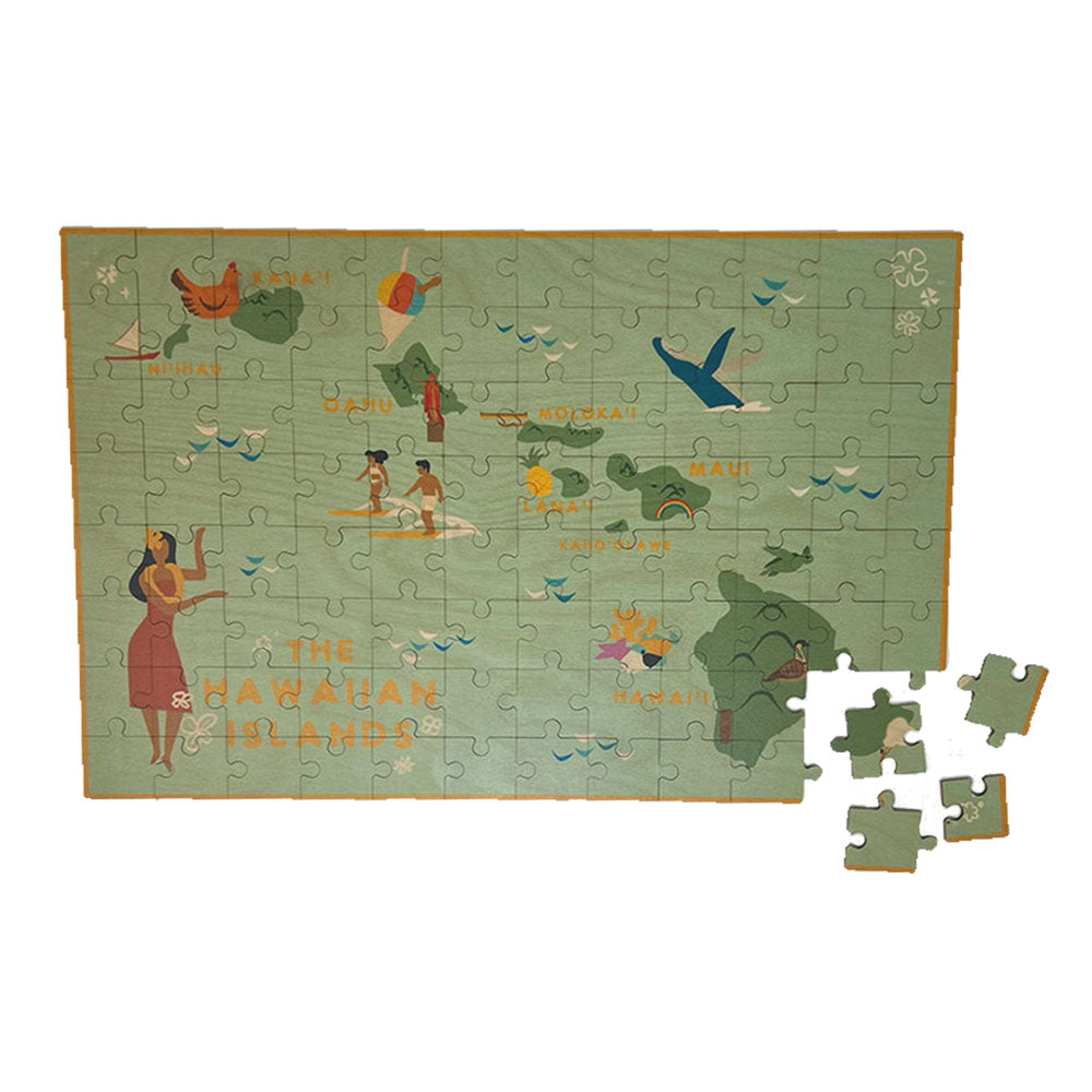 THE HAWAIIAN ISLANDS MAP WOOD PUZZLE