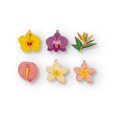HAWAIIAN FLOWERS MINI ORNAMENT SET