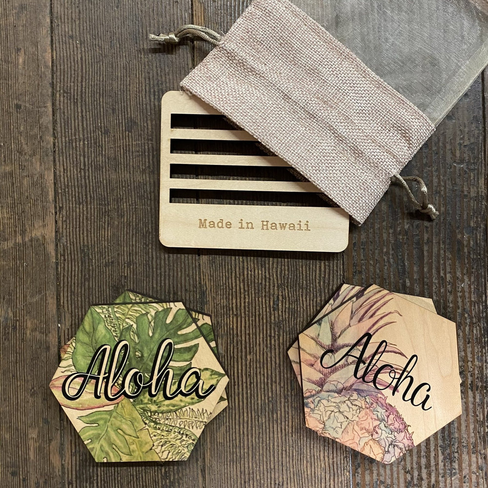 FERN & PINEAPPLE HEX COASTER SET