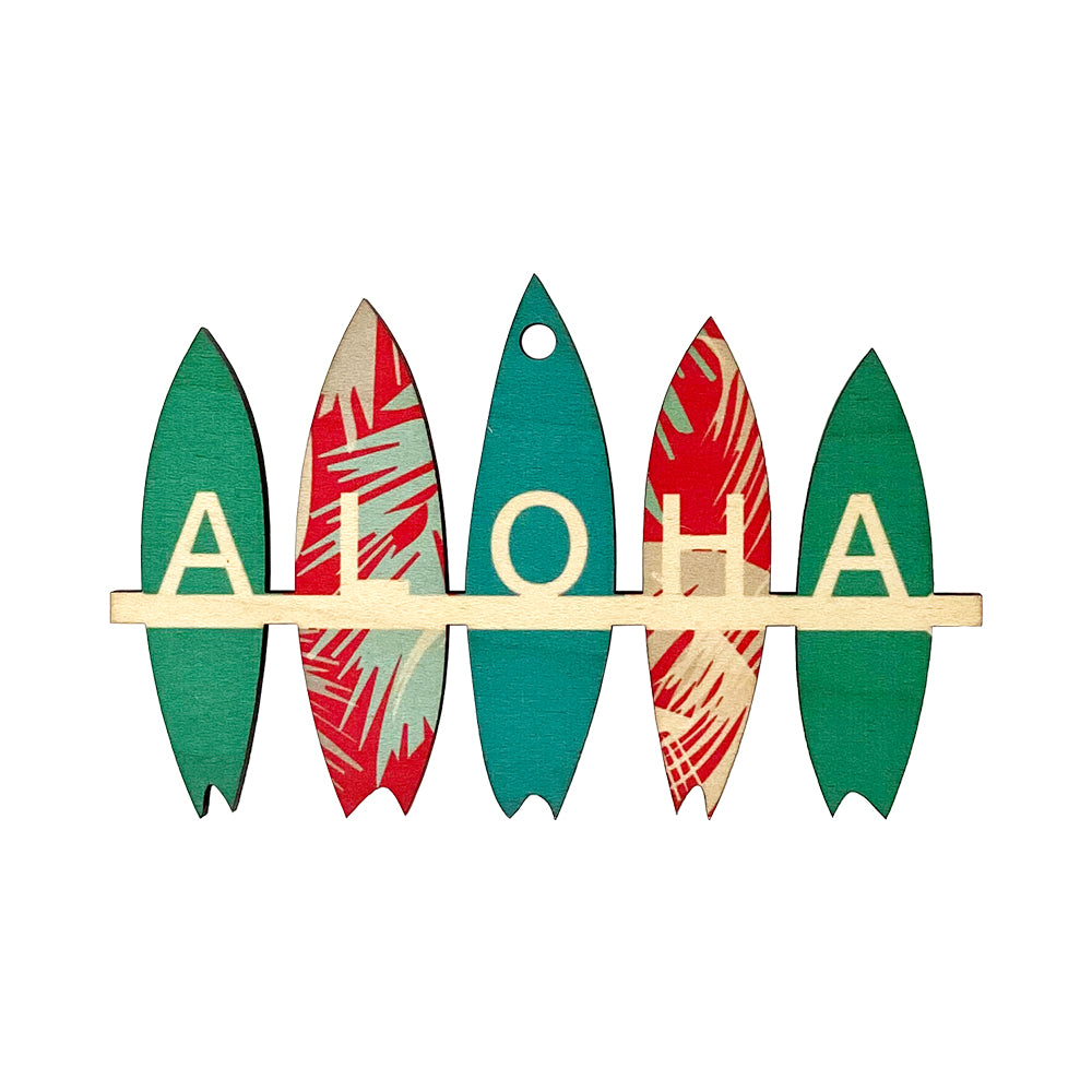 ALOHA SURFBOARDS CHRISTMAS COLORS ORNAMENT