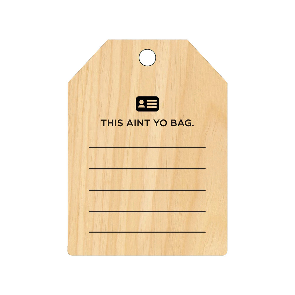 ALOHA AND GET OFF TAPERED WOOD BAGTAG