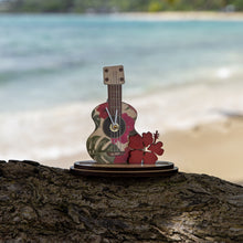 Load image into Gallery viewer, UKULELE WHITE FLORAL MINI CUTOUT CLOCK
