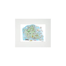 Load image into Gallery viewer, OAHU WATERCOLOR MAP MATTED PRINT
