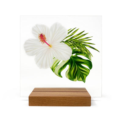WHITE HIBISCUS ACRYLIC ART